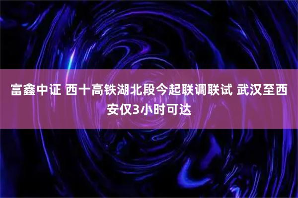 富鑫中证 西十高铁湖北段今起联调联试 武汉至西安仅3小时可达